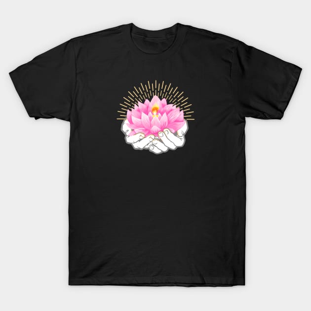 Namaste Flower, Lotus Flower, Beautiful Spirituality Design T-Shirt by Utopia Shop